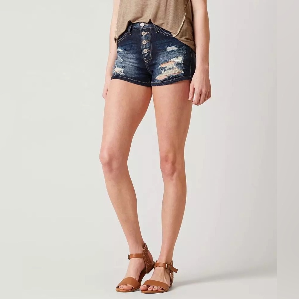 KanCan High-Rise Stretch Shorts- Dark Wash- Size 27